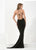 Jasz Couture - V Neck Cut Outs Long Dress 5802 in Black