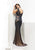 Jasz Couture - Bejeweled Bateau Neck Dress 5950 in Blue