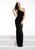 Jasz Couture - Asymmetrical Draped Gown 5956 in Black