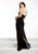Jasz Couture - Asymmetrical Draped Gown 5956 in Black