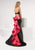 Jasz Couture - Cascading Ruffled Gown 5978 in Black and Pink