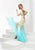 Jasz Couture - Lace Halter Neck Dress 6006 in Green and Neutral