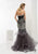 Jasz Couture - Plunging Sweetheart Mermaid Gown 6104 in Black and Silver