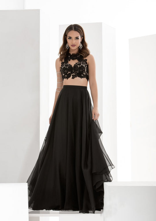 Jasz Couture - Two Piece A Line Gown 5607 in Black