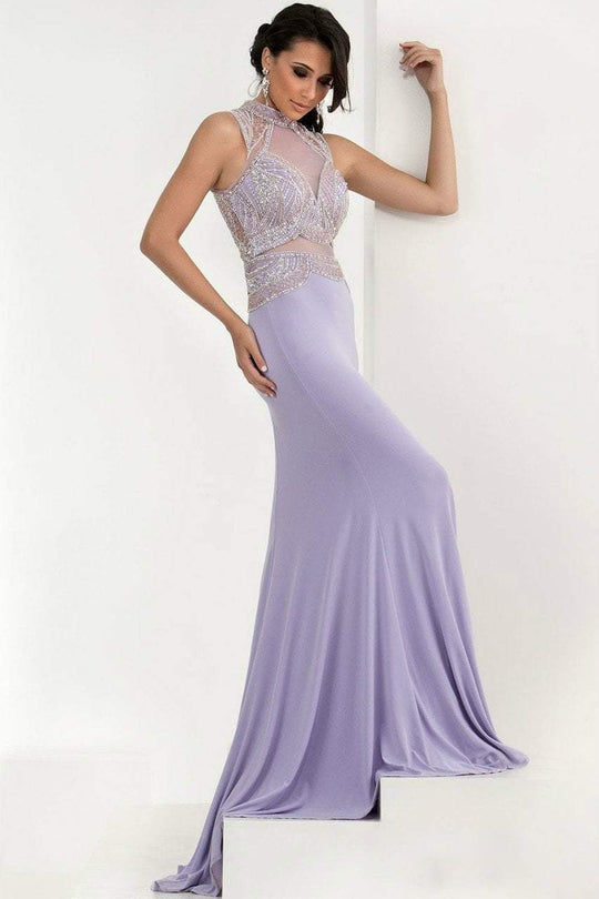 Beaded High Neck Long Gown 5621