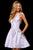 Sherri Hill - 52177 Deep V-neck Short Brocade A-line Dress In Purple