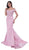 Jadore - JC8033 Lace Off-Shoulder Neoprene Trumpet Dress In Purple
