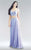 Jadore - JC8072 Embellished Wide V-neck Chiffon A-line Dress In Purple