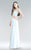 Jadore - JC8072 Embellished Wide V-neck Chiffon A-line Dress In Blue