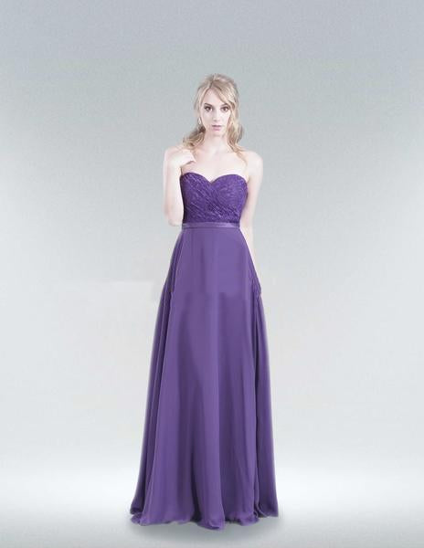 Jadore - JC8088 Strapless Sweetheart Lace Bodice Chiffon Gown In Purple