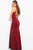JVN59336 Fitted Sheer Plunging Evening Dress