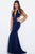 JVN60948 Bejeweled High Halter Dress With Cutouts