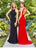 Clarisse - 3547 Bedazzled Halter Sheath Dress in Black and Red