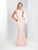 Clarisse - 3547 Bedazzled Halter Sheath Dress in Pink