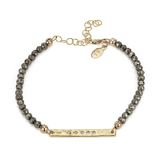 Paris CZ Hammered Bar and Gemstone Bracelet