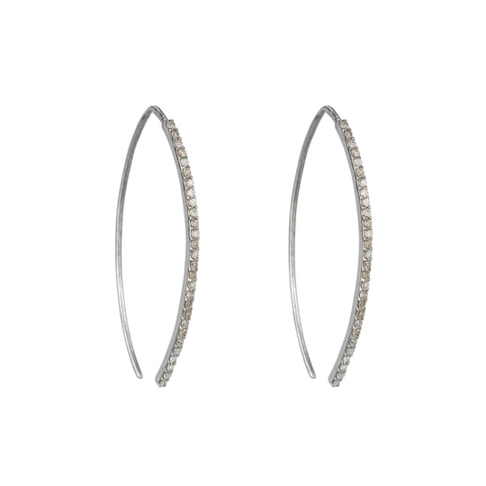 Ashley Schenkein Jewelry - Brooklyn Elongated Curve Diamond Earring Studs in Silver
