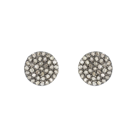 Ashley Schenkein Jewelry - Brooklyn Flat Disc Diamond Earring Studs in Silver