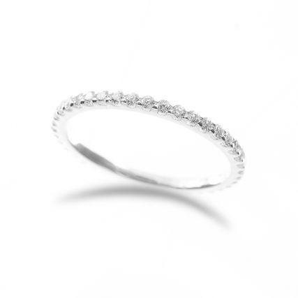 Ashley Schenkein Jewelry - Fishtail Diamond Eternity Wedding Band in Silver