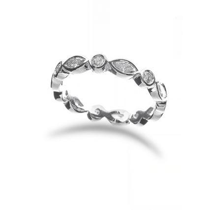 Marquis and Round Diamond Wedding Band