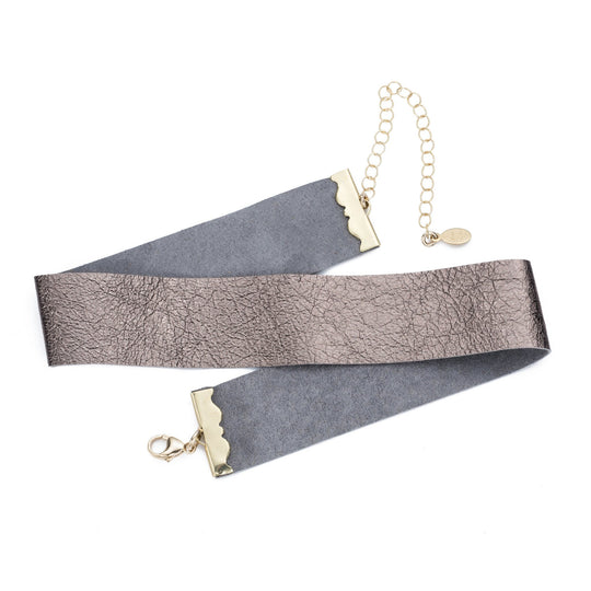 Tulum Metallic Leather Choker