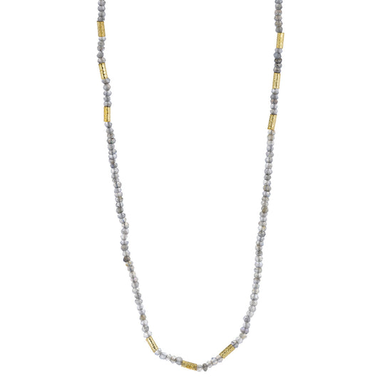 Kyoto Long Gemstone and Gold Bead Necklace
