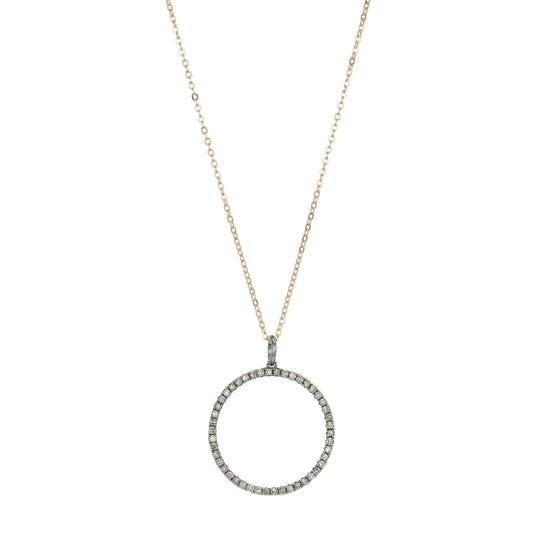 Ashley Schenkein Jewelry - Brooklyn Large Open Circle Diamond Necklace in Gold