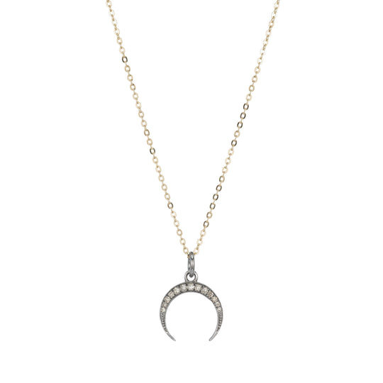 Ashley Schenkein Jewelry - Brooklyn Diamond Upside Down Crescent Moon Necklace in Silver