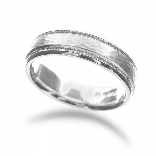 Men’s Hammered and Milgrain Wedding Band