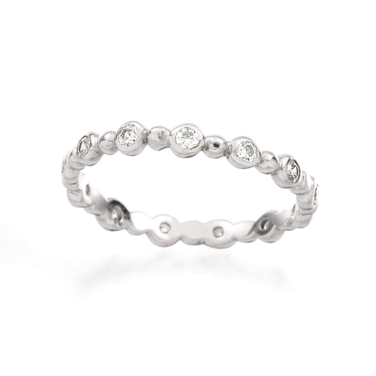 Ashley Schenkein Jewelry - Bezel Diamond and Gold Ball Wedding Band