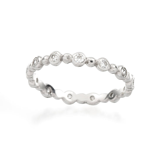 Bezel Diamond and Gold Ball Wedding Band