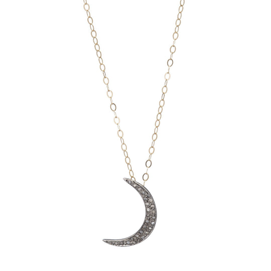 Ashley Schenkein Jewelry - Brooklyn Diamond Moon Necklace in Gold