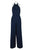 Julia Jordan - JJ36624 Halter Neck Keyhole Cutout Solid Crepe Jumpsuit In Blue