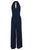 Julia Jordan - JJ36624 Halter Neck Keyhole Cutout Solid Crepe Jumpsuit In Blue