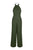 Julia Jordan - JJ36624 Halter Neck Keyhole Cutout Solid Crepe Jumpsuit In Green