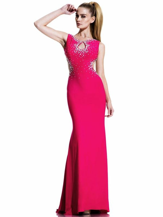 Johnathan Kayne - 573 Sleeveless Jeweled Cutout Gown in Pink