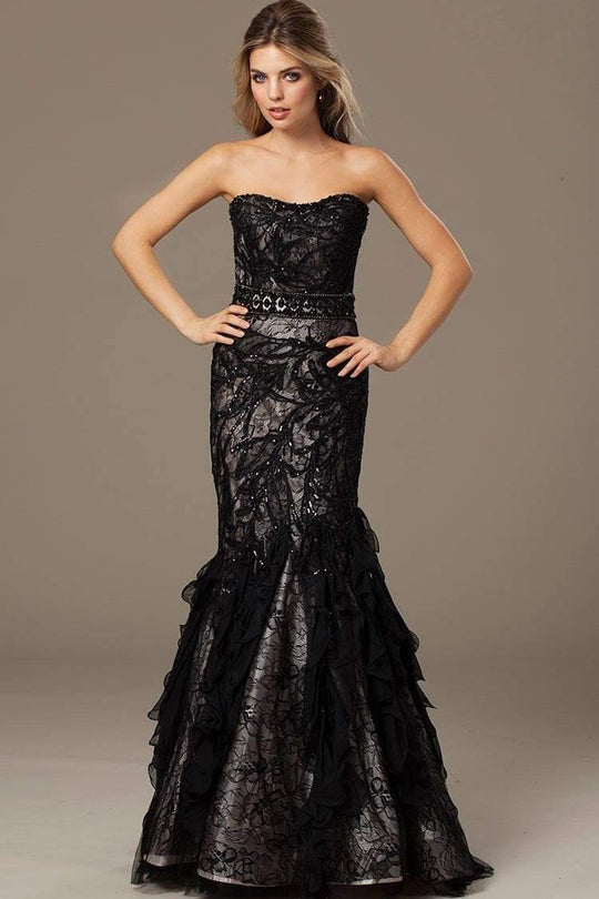 20309 Tiered Strapless Fitted Mermaid Gown