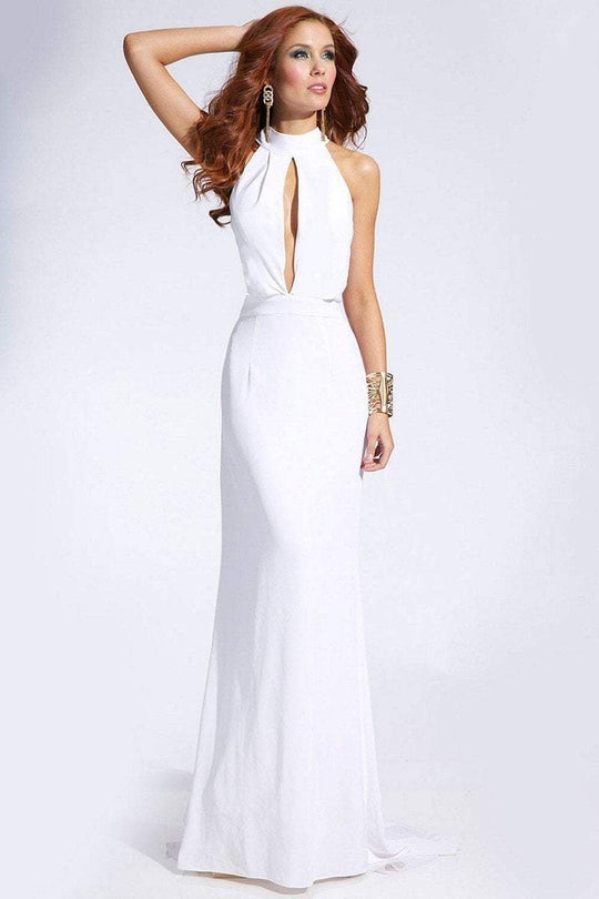 21581 Sleeveless Keyhole Cutout Bodice Sheath Gown