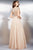 Intricate Bateau Illusion Chiffon A-Line Gown with Short Sleeves 21976