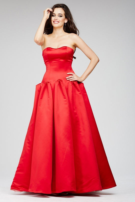 22708 Strapless Sweetheart Godet Pleated A-Line Gown