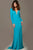 23532 Plunging Long Sleeves Fitted Dress with Back Slit