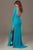 23532 Plunging Long Sleeves Fitted Dress with Back Slit