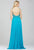 Ornate Halter Chiffon A-Line Gown with Skirt Overlay  24377