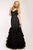24435 Beaded V-neck Feathered Trumpet Dress