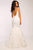 24435 Beaded V-neck Feathered Trumpet Dress