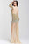 24998 Golden Embellished Illusion Fitted Gown