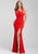 26673 Asymmetrical Strapped High Slit Sheath Gown