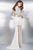 28027 Crystal Embellished Long Sleeves Gown
