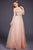 Jovani - Quarter Sleeve Ornate Illusion Tulle Gown 29084 In Pink