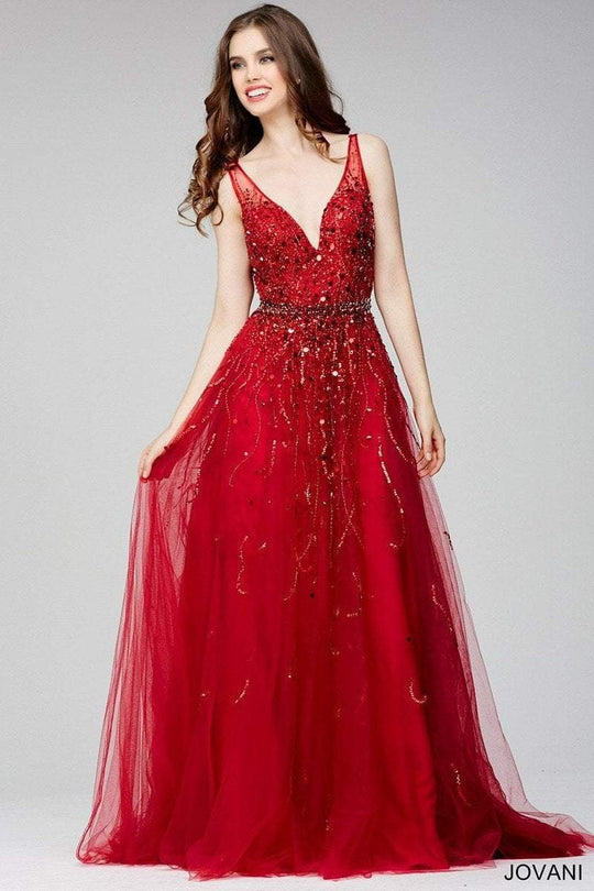 29085 Sleeveless Adorned Tulle Gown