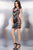 31266 Beaded Tribal Print Cocktail Dress
